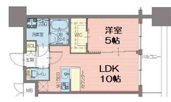 プレジオ難波EURO(1LDK/15階)の間取り写真