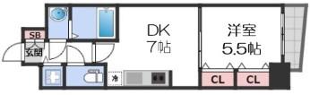 PHOENIX難波イースト(1DK/9階)の間取り写真