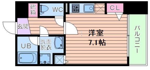レジデンス本町(ワンルーム/14階)の間取り写真