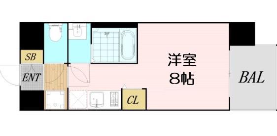 セレニテ十三ミラク(ワンルーム/9階)の間取り写真
