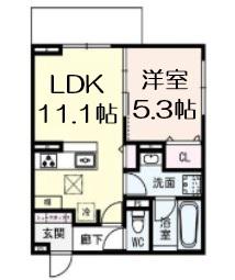 クラシスト深江北(1LDK/1階)の間取り写真