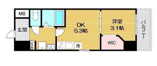 SERENITE-04(1DK/3階)の間取り写真
