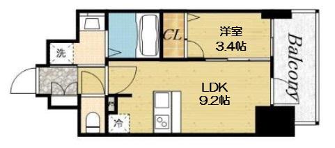 プレサンス立売堀ベルヴィル(1LDK/8階)の間取り写真