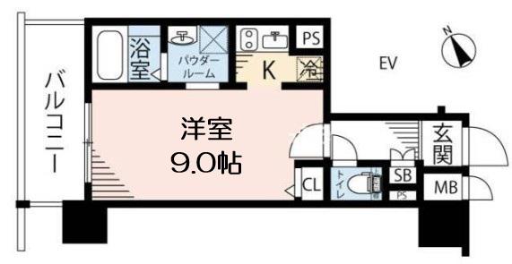 プレサンス立売堀パークシティ(1K/14階)の間取り写真