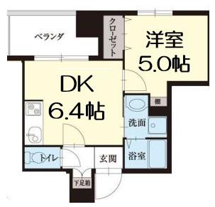 グランテージ難波西(1DK/10階)の間取り写真