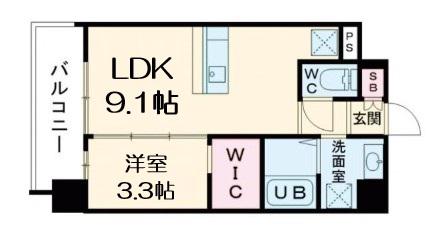 S-RESIDENCE難波西ALTER(1LDK/10階)の間取り写真