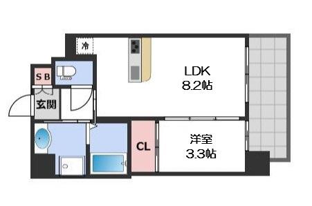 S-RESIDENCE難波西ALTER(1LDK/6階)の間取り写真