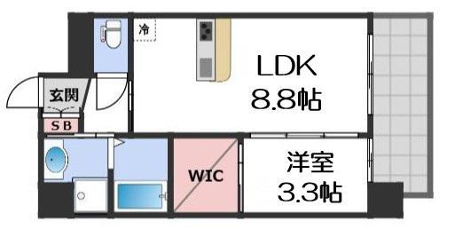 S-RESIDENCE難波西ALTER(1LDK/4階)の間取り写真