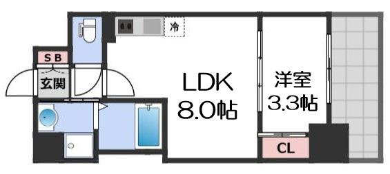 S-RESIDENCE難波西ALTER(1LDK/4階)の間取り写真