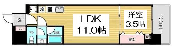 ブエナビスタ難波タワー(1LDK/3階)の間取り写真