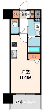 MELDIA CREST NAMBA SOL TERRACE(ワンルーム/13階)の間取り写真