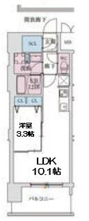 スプランディッド大阪イースト(1LDK/8階)の間取り写真