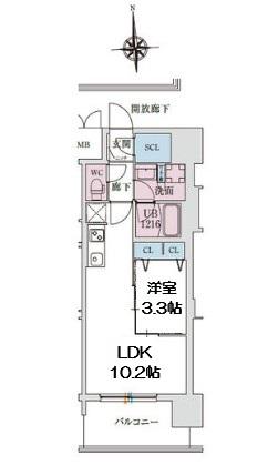 スプランディッド大阪イースト(1LDK/11階)の間取り写真
