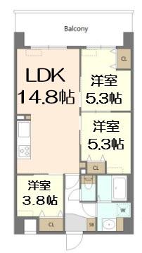ALIVIS野田阪神(3LDK/7階)の間取り写真