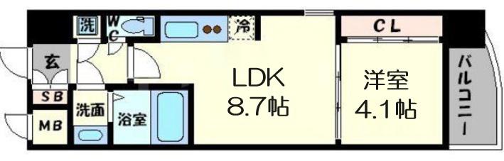 SERENITE本町エコート(1LDK/3階)の間取り写真