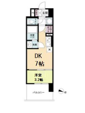 リヴェント難波サウス(1DK/13階)の間取り写真