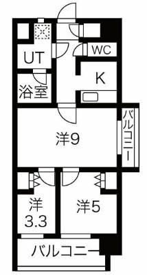 THE MUSIC COURT(3K/6階)の間取り写真