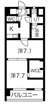 THE MUSIC COURT(2K/6階)の間取り写真
