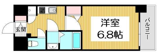 ファーストフィオーレ難波南パークサイド(1K/3階)の間取り写真