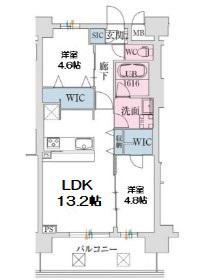 スプランディッド難波VII(2LDK/3階)の間取り写真