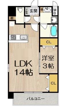 スプランディッド難波サウス(1LDK/8階)の間取り写真