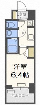 プレサンス新大阪イオリア(1K/6階)の間取り写真