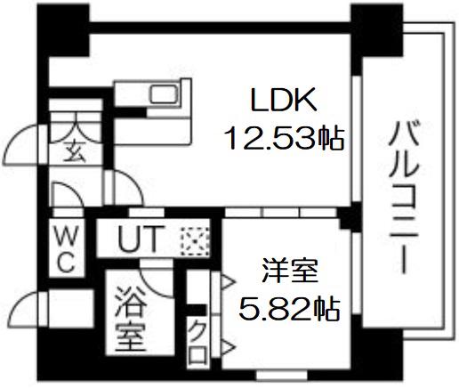 プレジオ難波ウエスト(1LDK/8階)の間取り写真