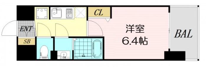 プレサンスOSAKA DOMECITYビーツ(1K/3階)の間取り写真