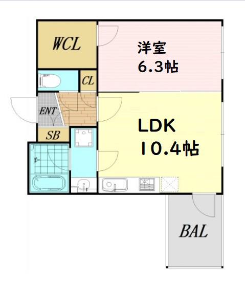 アーデンタワー福島ウエスト(1LDK/7階)の間取り写真