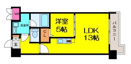 グランシス天満橋(1LDK/10階)の間取り写真