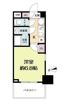 セレニテ日本橋ミラク(1DK/6階)の間取り写真