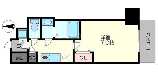 ファーストステージ江戸堀パークサイド(1K/7階)の間取り写真