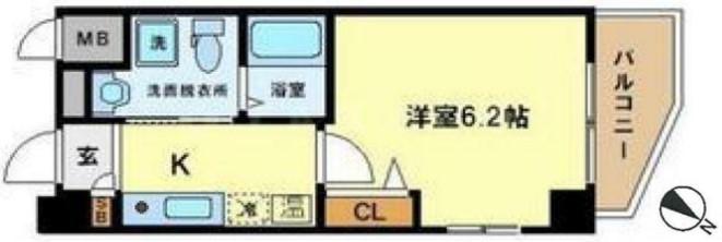 エイペックス京町堀2(1K/8階)の間取り写真