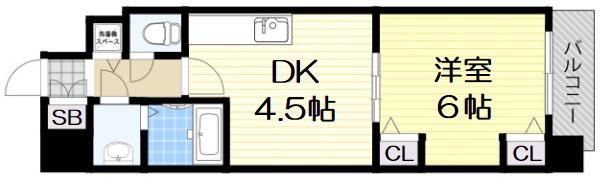 グランカリテ日本橋Ⅱ(1DK/8階)の間取り写真
