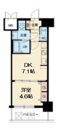 スプランディッド新大阪キャトル(1DK/7階)の間取り写真