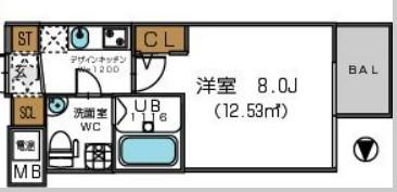 ザパーククロス阿波座(1K/10階)の間取り写真