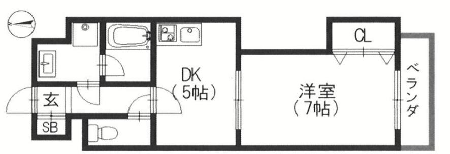 RAINBOW COURT P-Ⅲ(1DK/4階)の間取り写真