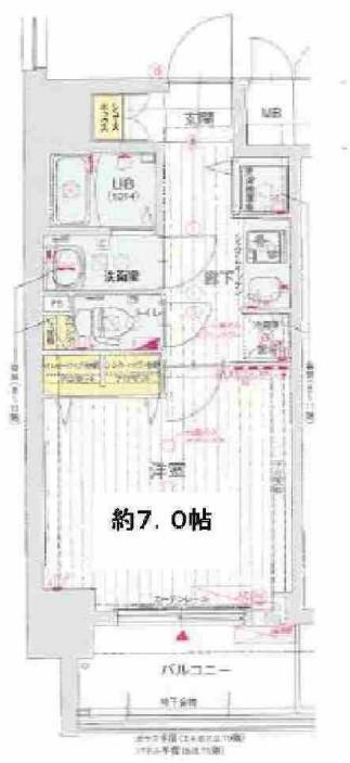 ジアコスモ江戸堀パークフロント(1K/3階)の間取り写真