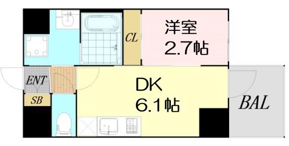 セレニテ新大阪グランデ ミリュー(1LDK/4階)の間取り写真