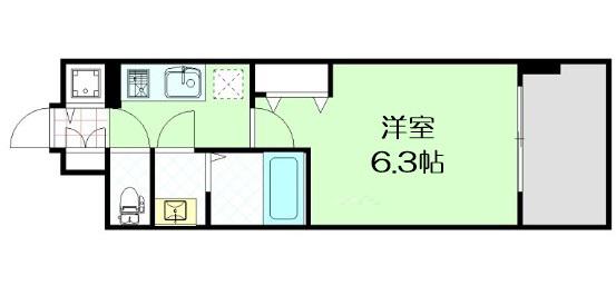 ファーストフィオーレ三国(1K/10階)の間取り写真