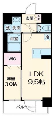 ファーストフィオーレ三国Ⅱ(1LDK/3階)の間取り写真