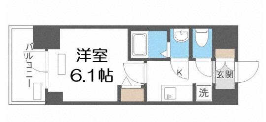 プレサンス松屋町ヴィゴラス(1K/7階)の間取り写真