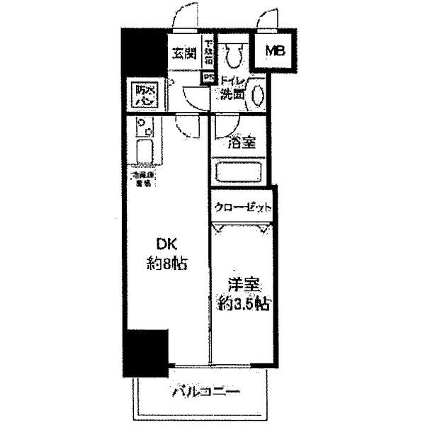 イグレック南本町(1DK/10階)の間取り写真