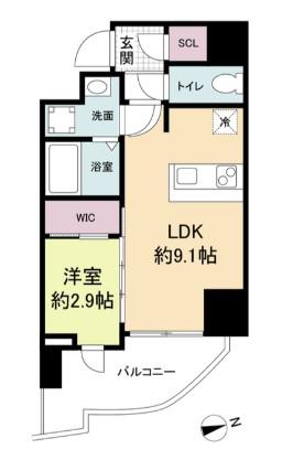 セレニテ難波プリエ(1LDK/6階)の間取り写真
