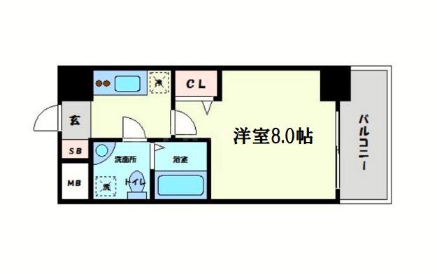 セレニテ北久宝寺(1K/13階)の間取り写真