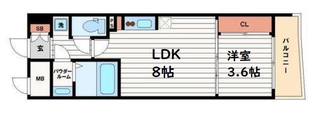 セレニテ北久宝寺(1LDK/9階)の間取り写真