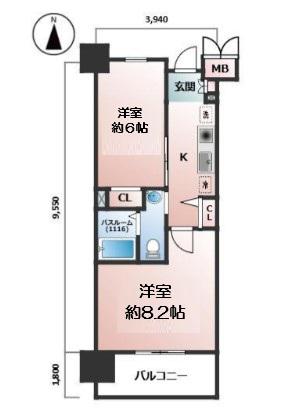 エステムプラザ梅田・中崎町Ⅲツインマークスノース(1DK/4階)の間取り写真