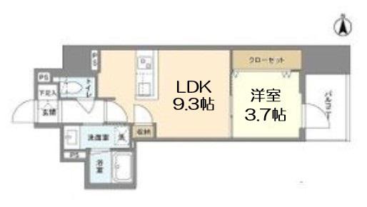 RJRプレシア南堀江(1LDK/6階)の間取り写真