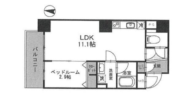 MCOURT新町(1LDK/15階)の間取り写真