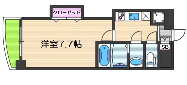 LUXE難波西Ⅰ(1K/4階)の間取り写真